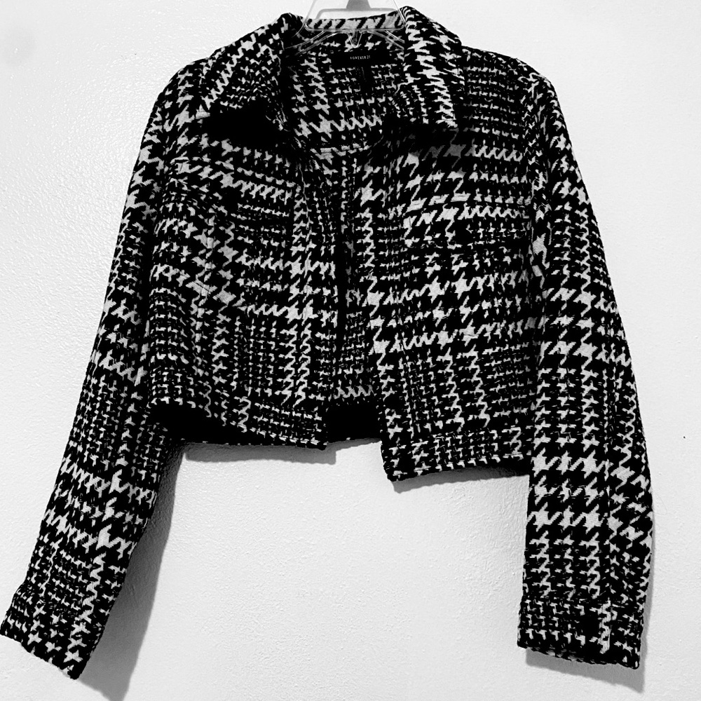 Houndstooth Cropped Jacket